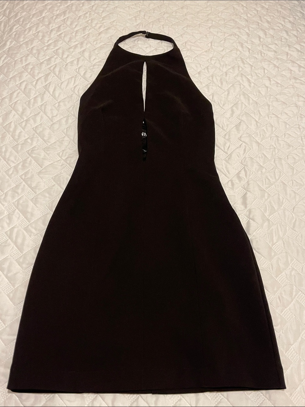 Zara Black Halter Mini Dress with Front Keyhole